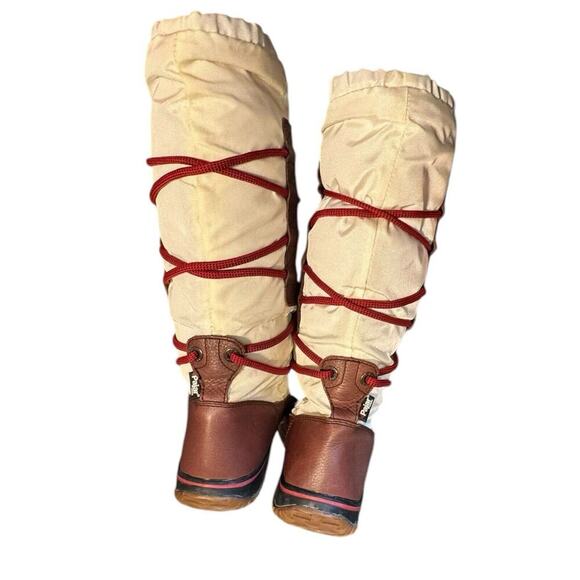 Pajar White & DarkTan Grip Boots W/Red Strap Canada Eu 37 US Sz‎ 6-6 1/2 - Picture 11 of 13